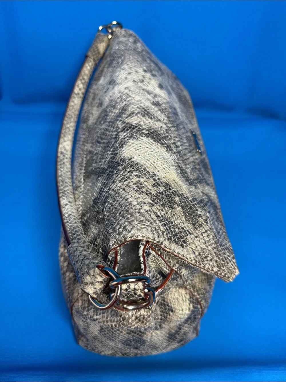 KATE SPADE NEW YORK COBBLE HILL LITTLE MINKA METALLIC PYTHON SNAKESKIN EMBOSSED